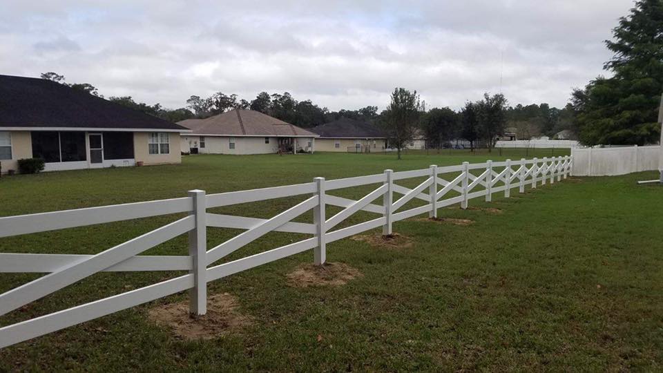 Crossbuck Vinyl Fence installed
